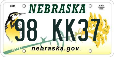 NE license plate 98KK37