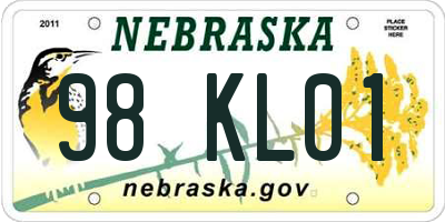 NE license plate 98KL01