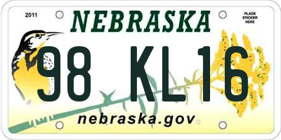 NE license plate 98KL16