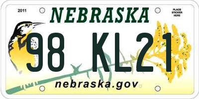 NE license plate 98KL21