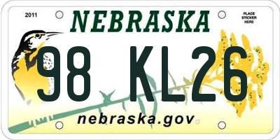 NE license plate 98KL26