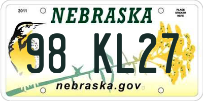 NE license plate 98KL27