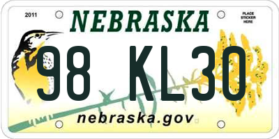 NE license plate 98KL30
