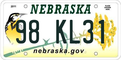 NE license plate 98KL31