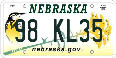 NE license plate 98KL35