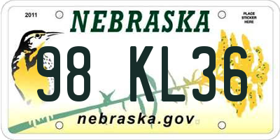 NE license plate 98KL36