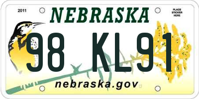 NE license plate 98KL91