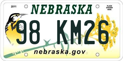 NE license plate 98KM26