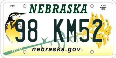 NE license plate 98KM52