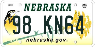 NE license plate 98KN64