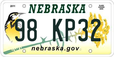 NE license plate 98KP32