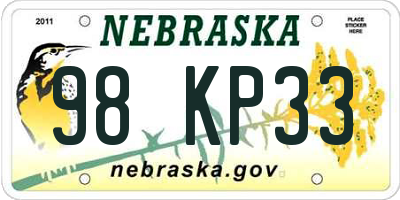 NE license plate 98KP33
