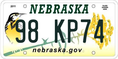 NE license plate 98KP74