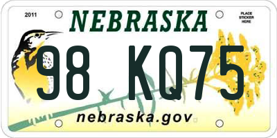 NE license plate 98KQ75