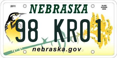 NE license plate 98KR01