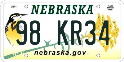 NE license plate 98KR34