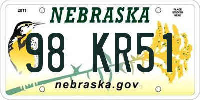 NE license plate 98KR51