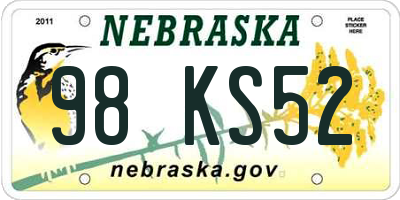 NE license plate 98KS52