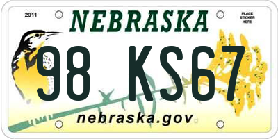 NE license plate 98KS67