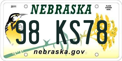 NE license plate 98KS78