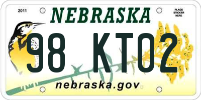 NE license plate 98KT02