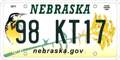 NE license plate 98KT17
