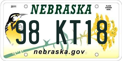 NE license plate 98KT18