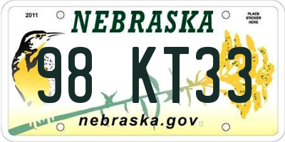 NE license plate 98KT33