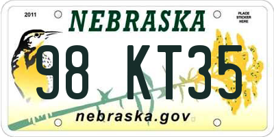 NE license plate 98KT35