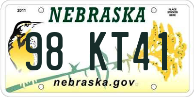 NE license plate 98KT41