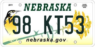 NE license plate 98KT53