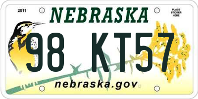 NE license plate 98KT57