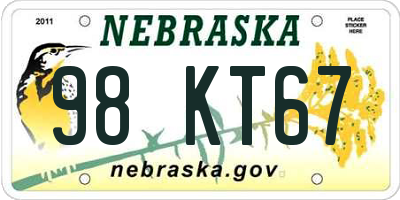NE license plate 98KT67