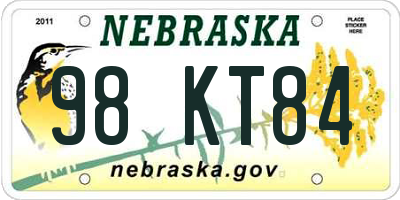 NE license plate 98KT84