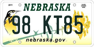 NE license plate 98KT85