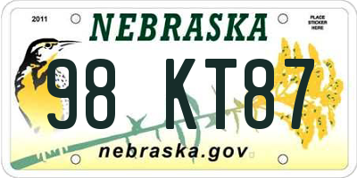 NE license plate 98KT87