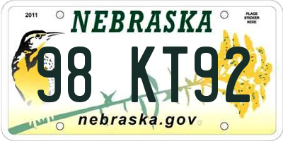 NE license plate 98KT92
