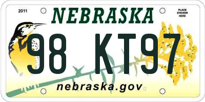 NE license plate 98KT97