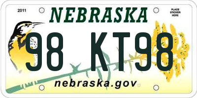 NE license plate 98KT98