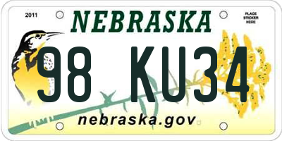 NE license plate 98KU34