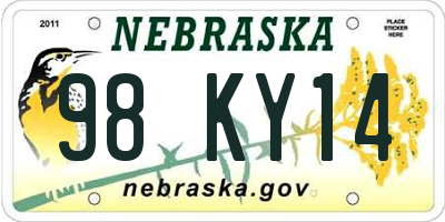 NE license plate 98KY14