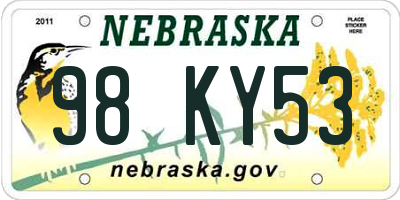 NE license plate 98KY53