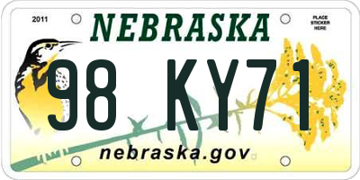NE license plate 98KY71