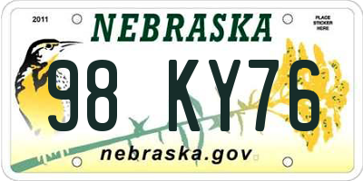 NE license plate 98KY76