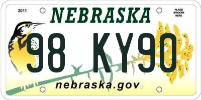 NE license plate 98KY90