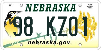 NE license plate 98KZ01