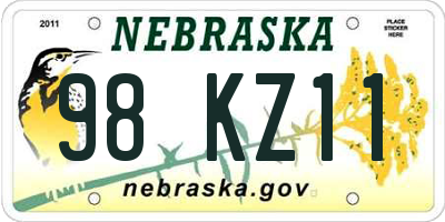 NE license plate 98KZ11