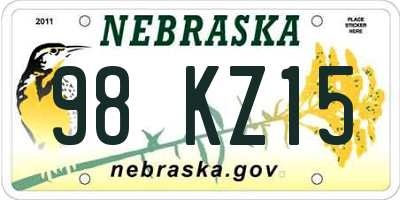 NE license plate 98KZ15