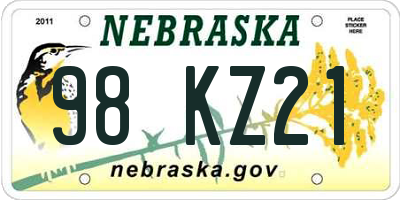 NE license plate 98KZ21