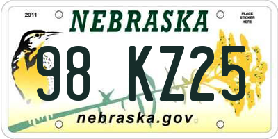 NE license plate 98KZ25